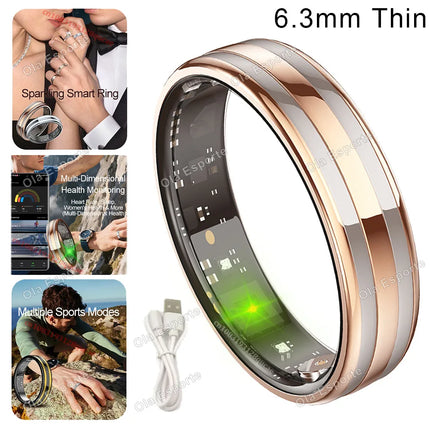 2026 New Smart Ring Temperature Heart Rate Sleep Monitoring Motion-Sensing Game IP68 Waterproof Men Women SmartRing Holiday Gift