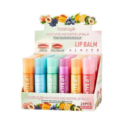 24Pcs Assorted Fruit Flavor Lip Balm Set Hydrating&Nourishing&Prevents Chapped Lips Care Dry Lips & Fine Lines Lip Balm