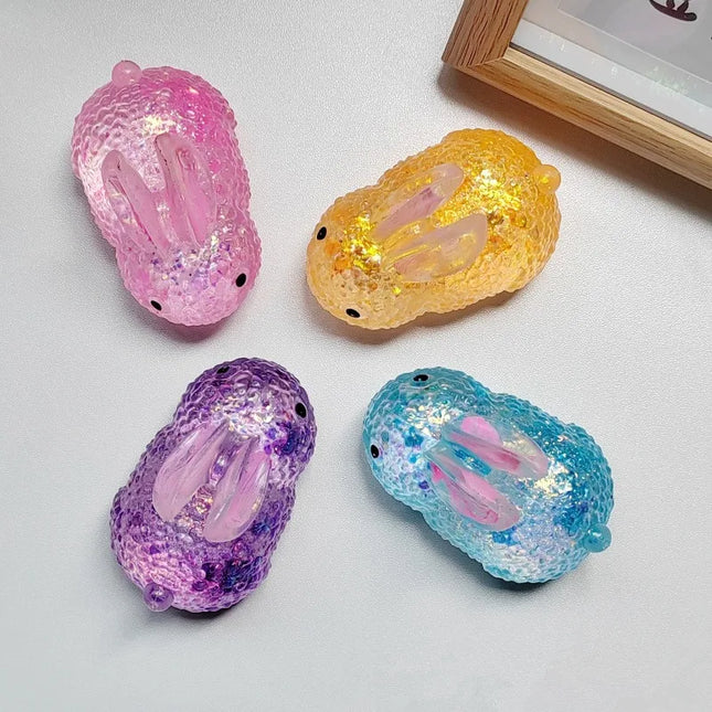 Kids Anti-stress Soft TPR Slow Rebound Sequins Maltose Pinch Toy Stress Relief Elastic Squeezing Colored Rabbit Decompression