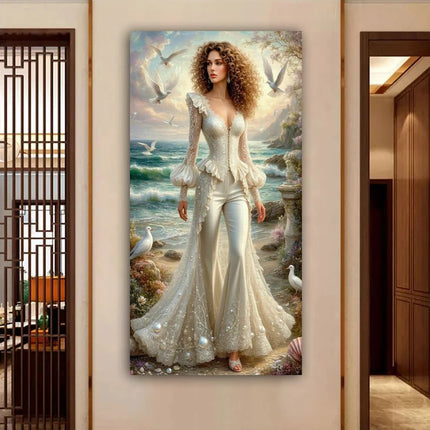 Beautiful Woman and Bird Picture Large Size Diy Diamond Art Painting New Collection Animals Full Drill Mosaic Embroidery Kits