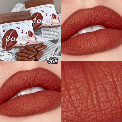 10pcs/set Mini Cocoa Lipsticks Long Lasting Velvet Matte Capsule Lipstick Natural Chocolate Solid Lip Gloss Makeup Cosmetic Gift