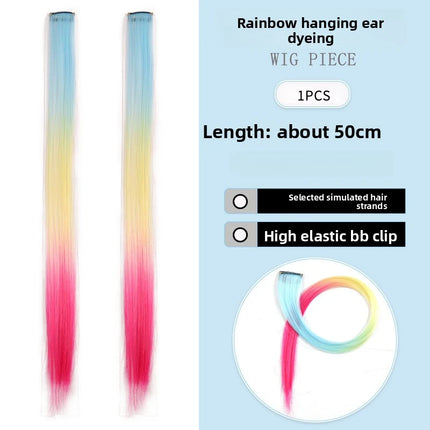 Three-color gradientSparkle Hair Extensions Clip In Rainbow Synthetic Sparkle Hair Tinsel Heat Resistant Sparkle Hair Extensions