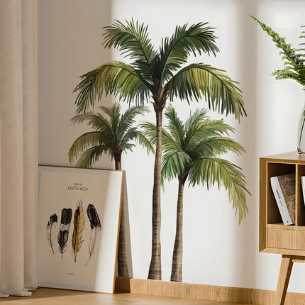 Coconut Tree Wall Stickers For Living Room Natural Bedroom Wardrobe Skirting Wall Decoration Self-adhesive Decor Sticker