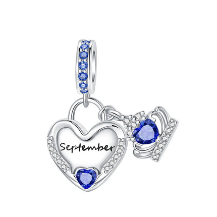 925 Sterling Silver January-December Birthday Stone Love Zircon Pendant Bead Fit Charms Necklace Bracelet Women Jewelry DIY Gift