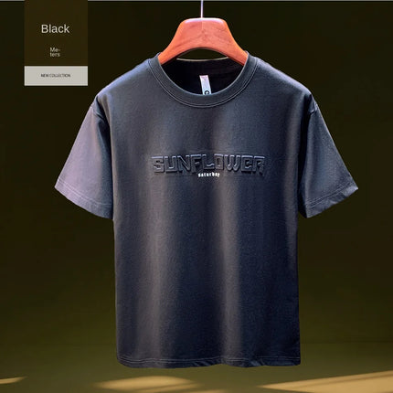 Men's short-sleeved T-shirt, new for summer 2025, American fashion brand T-shirt, loose fit, five-quarter sleeve top