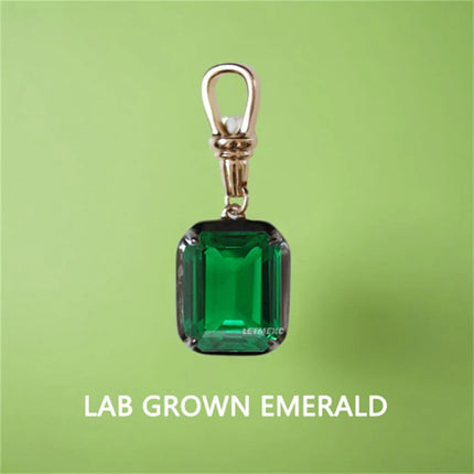 LETMEXC Moissanite Lab Grown Emerald Sapphire Ruby Gemstone Custom Pendant 10K Rose Gold Black Edge Classic Fashion Pendant