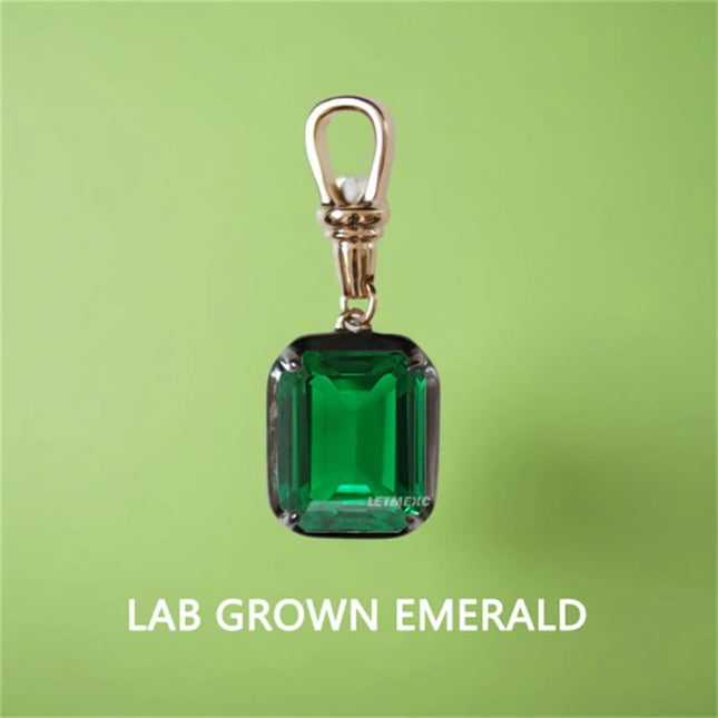 LETMEXC Moissanite Lab Grown Emerald Sapphire Ruby Gemstone Custom Pendant 10K Rose Gold Black Edge Classic Fashion Pendant