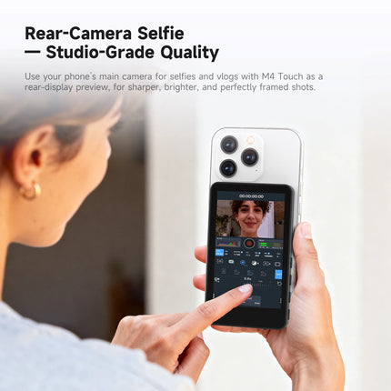 SYNCO XView M4 Touch Wireless 4K Selfie Monitor, Touchscreen Reverse Phone Control, MagSafe Design, 50m Range for Vlogging