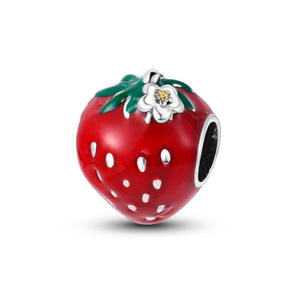 New 925 Sterling Silver Charms Bead Red Cherry Strawberry Love Heart Charm Fit Original Bracelet Pendant DIY Jewelry For Women