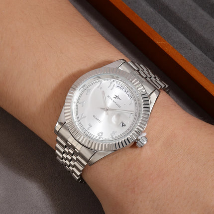 Business Mens Watches Stainless Steel Luxury Quartz Movement Wristwatch Clock Casual Chronograph for Holiday Couple Gift