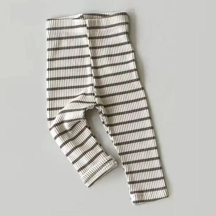 Baby Solid Leggings Girls All-match Striped Skinny Pants Kids Cotton Elasticity Slim Pants Newborn Boy Stretch Trousers