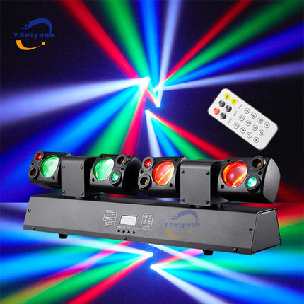 80W LED Dual-Head Moving Head Beam Light Red/Green Laser Yellow Flash DMX512 Remote Control DJ Disco Party Stage Effect Light