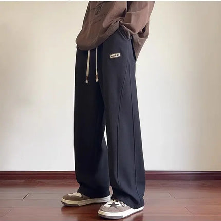 Velvet Trousers Men's Sweatpants Straight-Leg Loose-Fit Wide-Leg Trousers Men's Sports Casual Trousers Soft