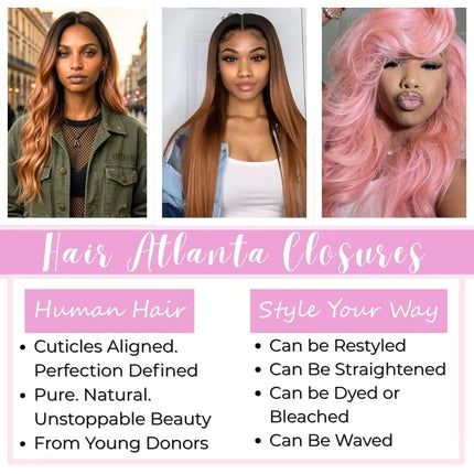 4x4 Lace Closure Body Wave 100% Brazilian Human Hair Soft & Silky Lace Closure Free Part T4/30 Ombre Brown