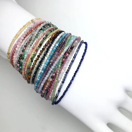 Natural Stone Beads Necklaces bracelet 2-3MM Faceted Round Quarts Tourmalins Mini Beads Necklaces For Women Jewelry Gifts