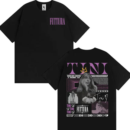 Singer TINI STOESSEL Futtura Album 2025 Tour T-shirt Men Women Fashion Aesthetic Retro Tee Shirt Cotton Casual Oversized T Shirt