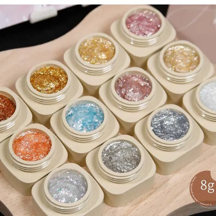 Colorful Nail Gel Holographic Opal Glitter Polish Multi-Color Sparkle Gel for Nail Art Professional Salon Gel with Diamond Shine