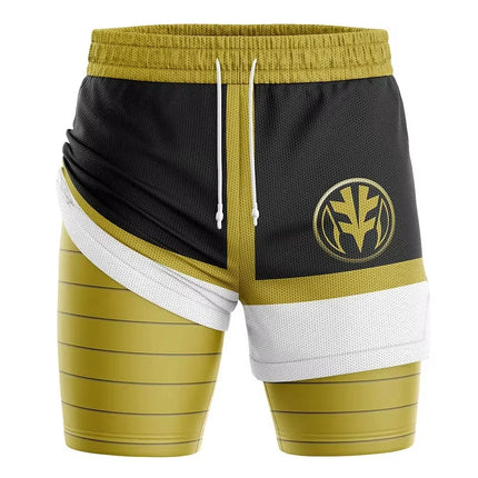 Bandai Periphery Power Rangers Men's Double Layer 2-in-1 Performance Gym Shorts Summer Quick-dry Comfy Lightweight Beach Shorts