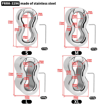 FRRK Weight Scrotal Ring Stainless Steel Ball Stretcher Metal Lock Ring Male Bondage Adult Intimate Personal Restraint Wear Toy