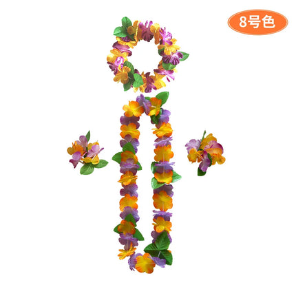 4pcs/lot Hawaiian Leis Garland Artificial Necklace Flowers Leis Party Supplies DIY Beach Fun wreath
