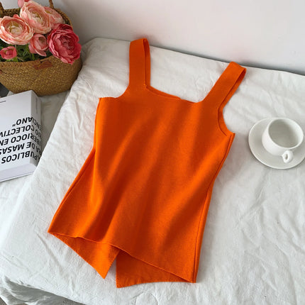 Women's Knitted Slim Fit Vest Summer 2025 Svel Top Single Button Design Versatile Inner and Outer Wear Commute Sle