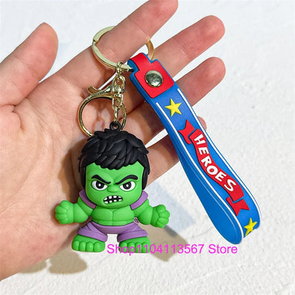 New Q Style Spider Hero Keychain Cartoon Super Heroes Deadpool Cute Doll Keyring Ornament Key Chain Pendant Kids Toys Gifts