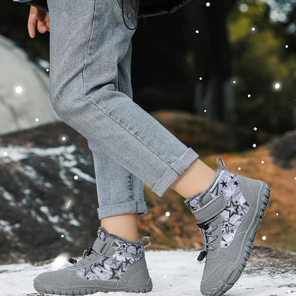 Waterproof Kids Barefoot Snow Boots 2025 New Wide Toe Winter Warm Fur Lined Shoes for Boys Girls Cold Weather Outdoor Sneakers