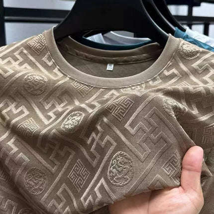 High end brand ice silk round neck short sleeve T-shirt summer fashion printed comfortable breathable top Designer Men's Wear