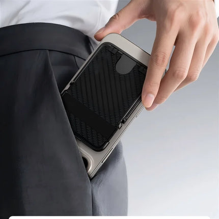 Ultra-Thin Magnetic Phone Holder with Multi-Functional Wallet Portable Double-sided Magnetic Stand with Anti-lost Hook and Strap