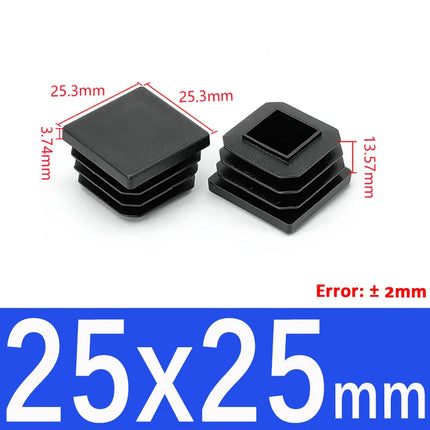 Black Plastic Square Oblong Pipe Plug 13x13mm~100x100mm Insert Table Chair Furniture Foot Cover Anti Slip Blanking End Cap