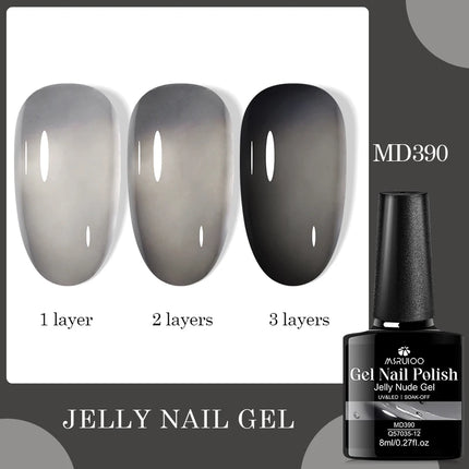 8ml Jelly Milky White Gel Nail Polish Translucent Pure Color UV Gel Polish Semi Permanent Soak Off Varnish Manicure Nail Art DIY