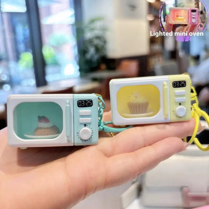 LED Appliance Charm Simulation Microwave Keychain  - Cute Mini Light-Up Kitchen Toy Funny Gift for Food Lovers
