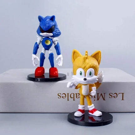 Sonic Figures 6pcs Set 8.5-11cm - Shadow Tails PVC Toys Gift / Sonic Figurines 6pcs 8.5-11cm - Shadow Tails Toys