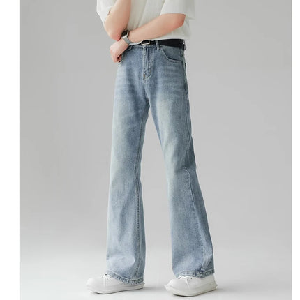 New Hot Sale Men Bootcut Jeans Daily Casual Baggy Straight Leg Denim Pants Trend Male Classic Simplicity Black Blue Trousers
