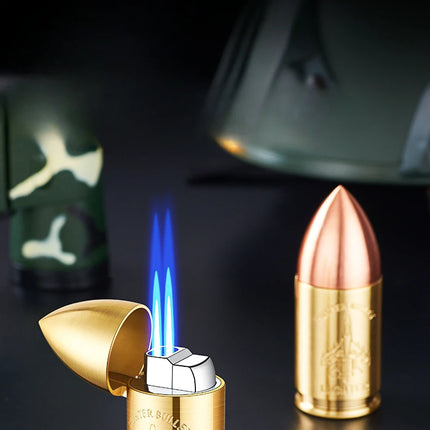 Metal Creative Bullet Sculpture Windproof Double Jet Flame Gas Torch Lighter Decoration Collection Cigar Lighters Gifts For Men