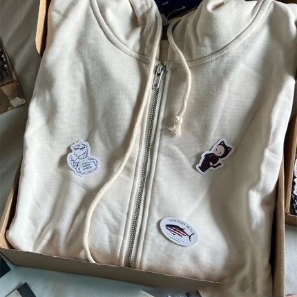 Pink Sweet Oversized Hoodie Autumn Long Sleeve Hooded Zip-up Cotton Sweatshirt Casual Simple Preppy Style Cute Hoodies Top Woman