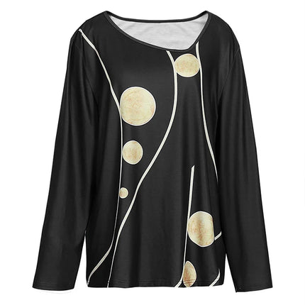 plus Size Asymmetric Collar Long Sleeve Shirt Irregular Pattern Top for Women Spring Summer New Fashion Top