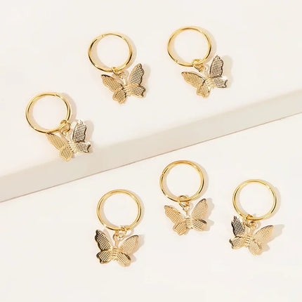 New 6Pcs Butterfly Star Pendant Hair Clip For Women Braid Trendy Metal Rings Western Style Accessories Girls Headdress Tocado