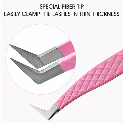 Natuhana Rose red Tweezers Stainless Steel  Tweezers High Precision Anti-static Tweezers for Eyelash Extensions Makeup