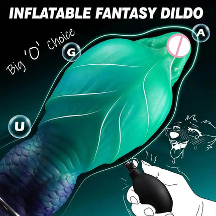 Inflatable Fantasy Monster Dildo Adjustable Big Knot Raised Thorns Realistic Texture Silicone Adult Toy for Beginners Advanced