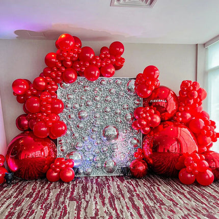 Red 6PCS Inflatable Mirror Balls, Large Shiny PVC Disco Balls, Hanging & Standing Party Decoration Balls for Birthday Wedding Event Decoration