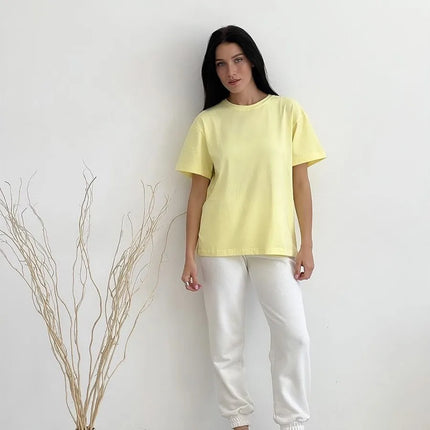 Botvotee 21 Colors Ins Fashion Summer Oversized Basic Solid T-Shirts for Women 100% Cotton White Black Pink T-shirt Casual Tops