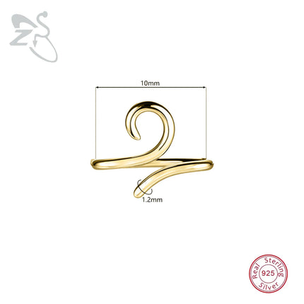 ZS 1PC 16G 925 Silver Inner Hook Outer Hook Eyebrow Ring Spiral Bridge Nose Stud Helix Earring Gold Color Cartilage Piercing