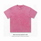 XXL (75.00 kg-85.00 kg / Cotton washed t-shirt short sleeve-Rose Red
