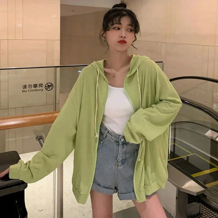 Summer Hooded Sun Protection Clothing Women's Casual Zipper Ultra-thin Lightweight Sun Protection Jacket Loose Top Female