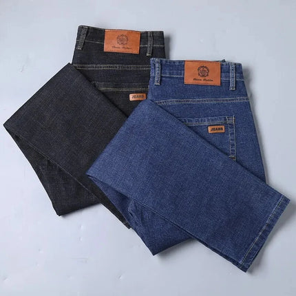 Men  Comfortable Soft Business Fashion Straight Casual Denim Trousers Male Brand Clothing Light Luxury Stretch Slim Fit Pants