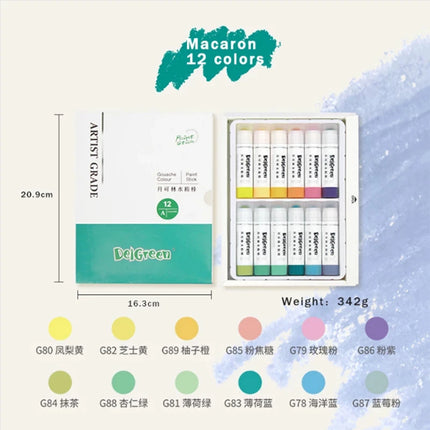 Profession Solid Gouache Stick Basic/Macaron Pastels Crayons Painting Kids Drawing Art Supplies Non-Toxic Wax Crayon DELGREEN