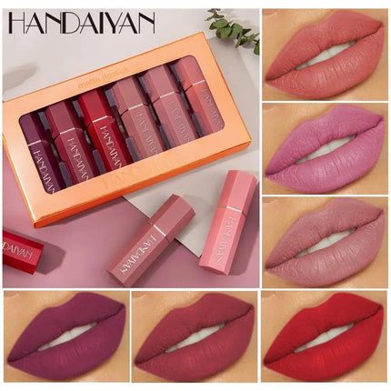 6 Pcs Matte Velvet Nude Lipstick Set Waterproof Long Lasting Red Brown Pigments Makeup For Sexy Lips Professional