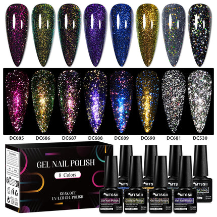 8/12pcs Glitter Gel Nail Polish Set Sparkling Glitter Semi Permanent Soak Off UV Gel Varnish Manicure With Box DIY Nail Supplies