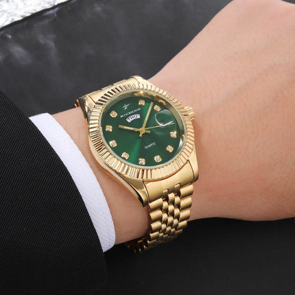Classic Men's Steel Strap Luxury Wristwatch Business Calendar Stainless Steel Round Male Quartz Watches Clock Wristwatches ﻿